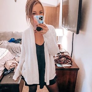 White chunky knit cardigan